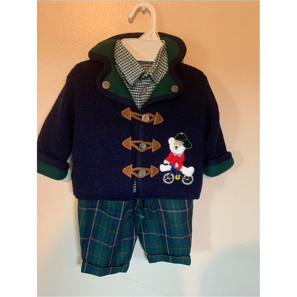 Preppy Cottagecore Vintage 90’s kids wear toggle cardigan 3 piece kids 3-6 mont